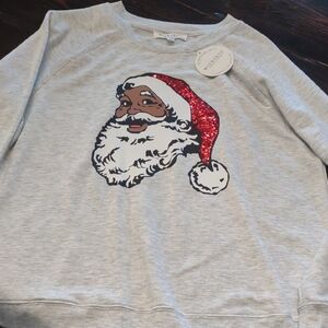 Workshop Republic Clothing Gray Sweatshirt with Red Glitter Accent